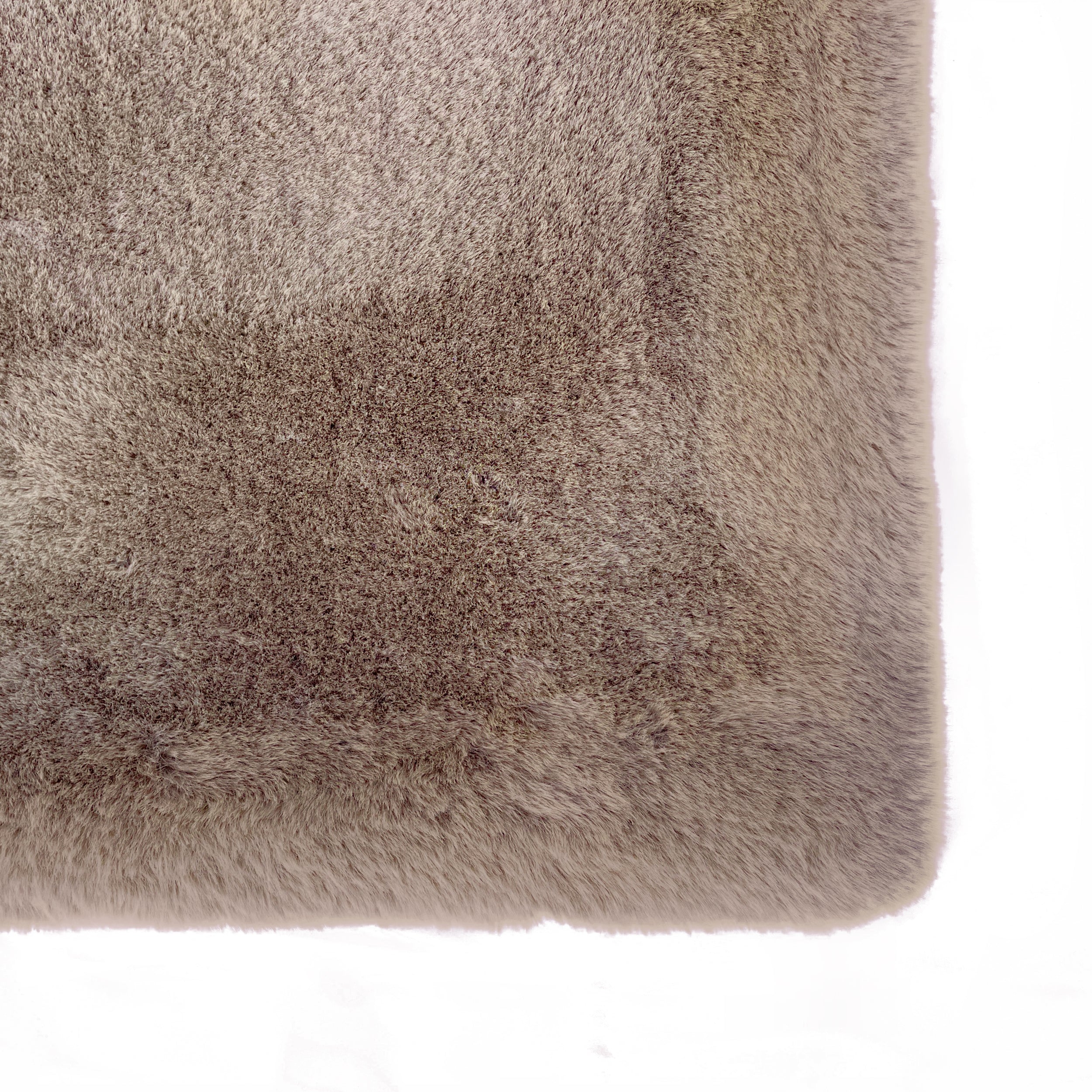 Luxury Chinchilla Beige Mocha Faux Fur Plush Area Rug