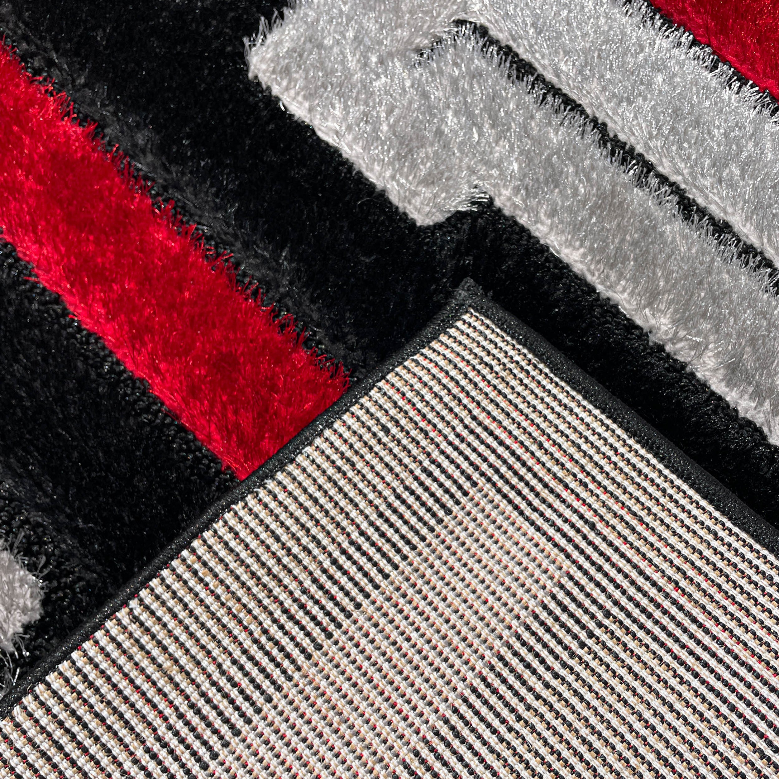 Platinum Black Red Geometric Area Rug (PLA-BLARED1670)