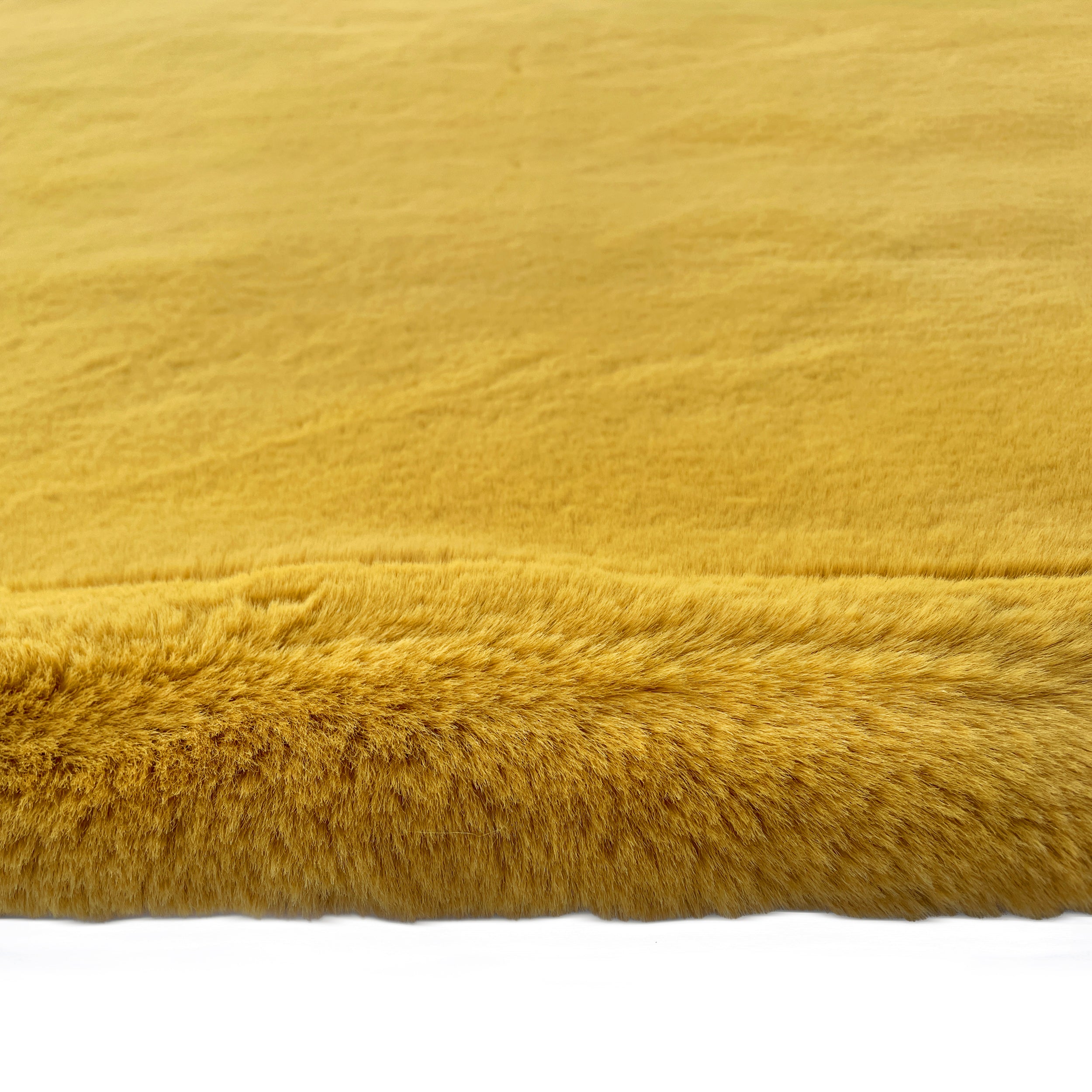 Luxury Chinchilla Yellow Gold Faux Fur Plush Area Rug