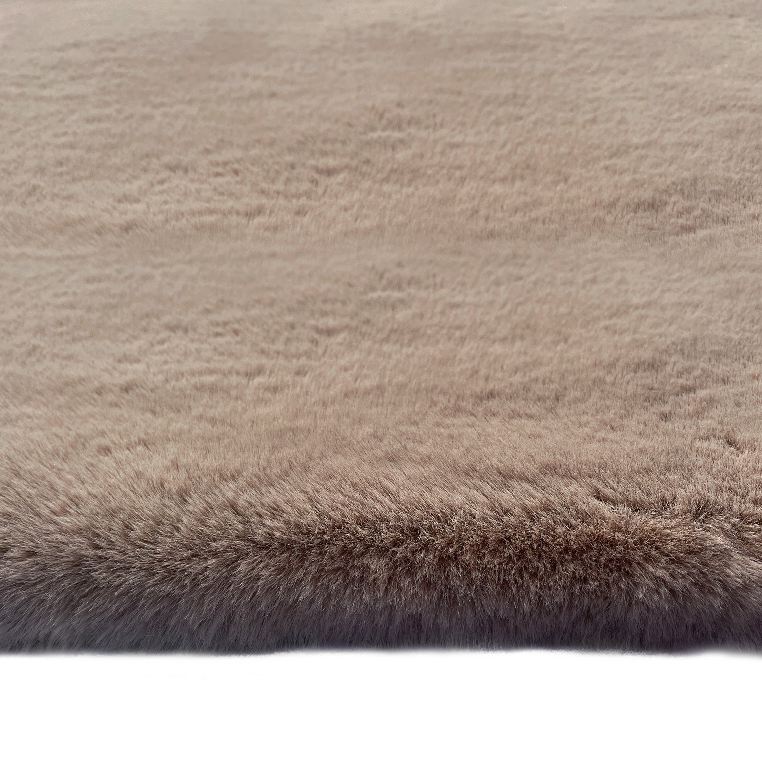 Luxury Chinchilla Beige Mocha Faux Fur Plush Area Rug