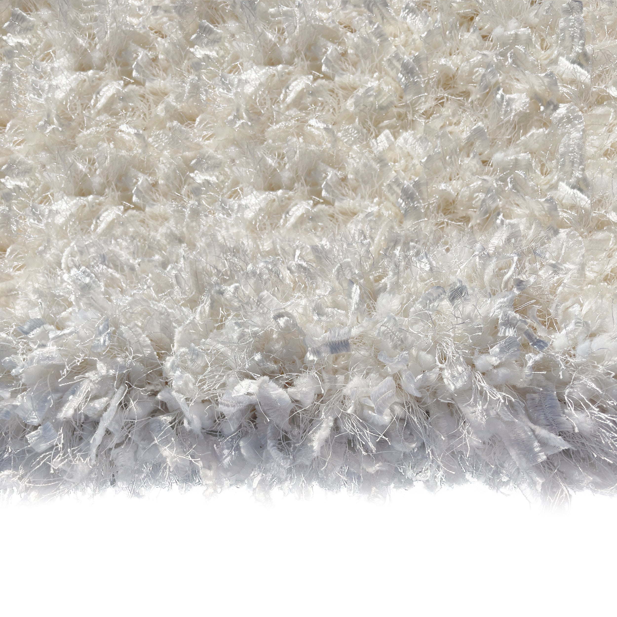 Crystal White Solid Shag Area Rug