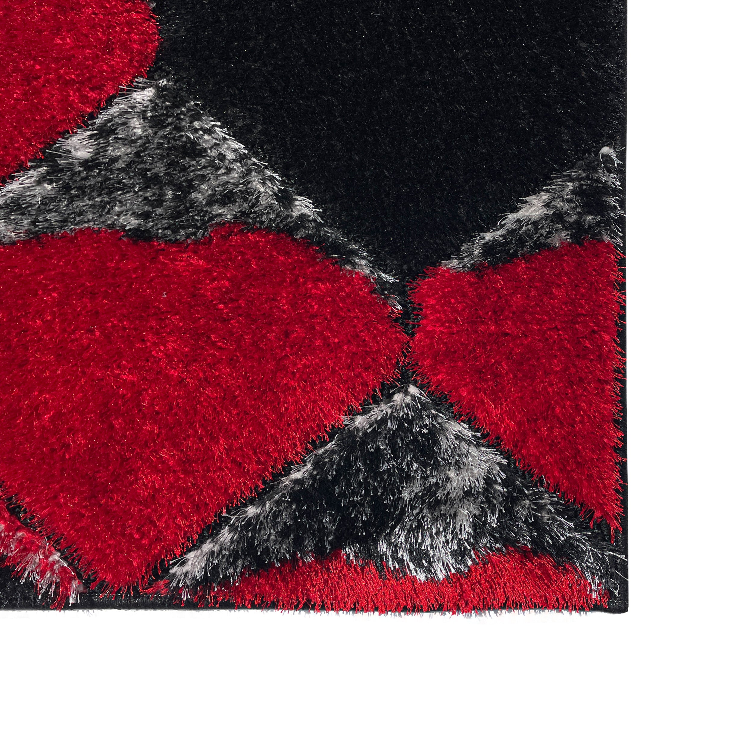 Platinum Black Red Geometric Area Rug