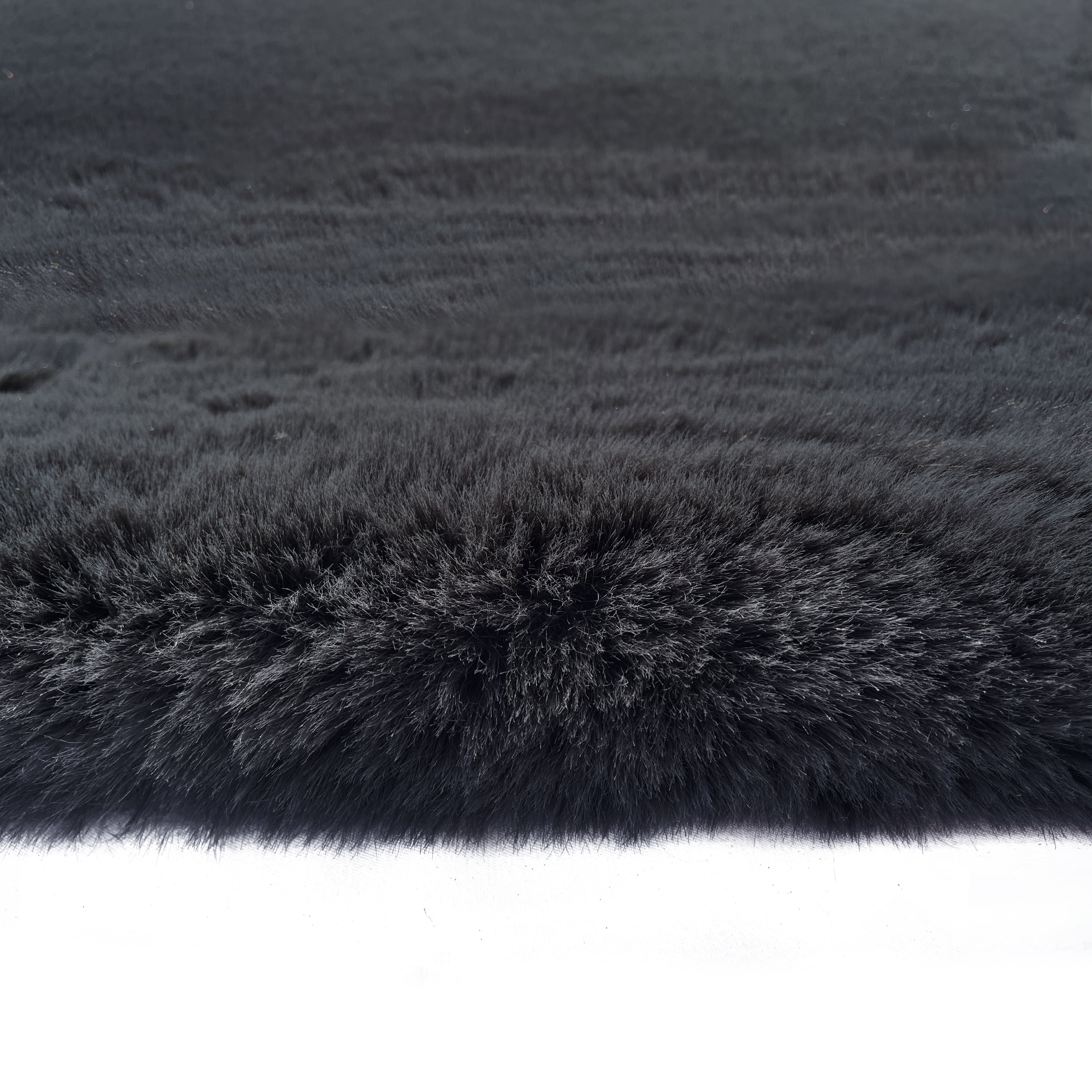 Luxury Chinchilla Charcoal Gray Faux Fur Plush Area Rug