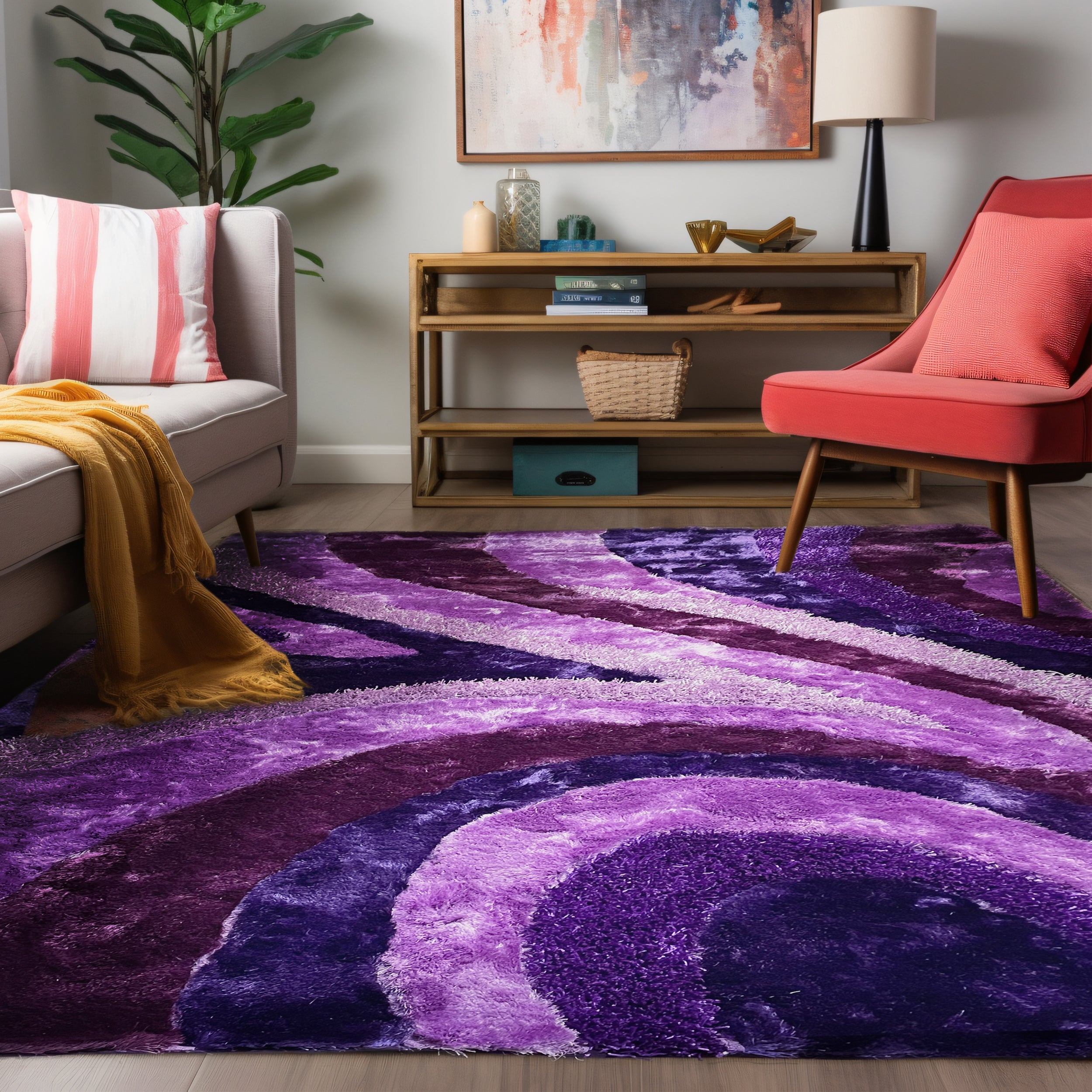 Signature Designers Purple Shag Area Rug