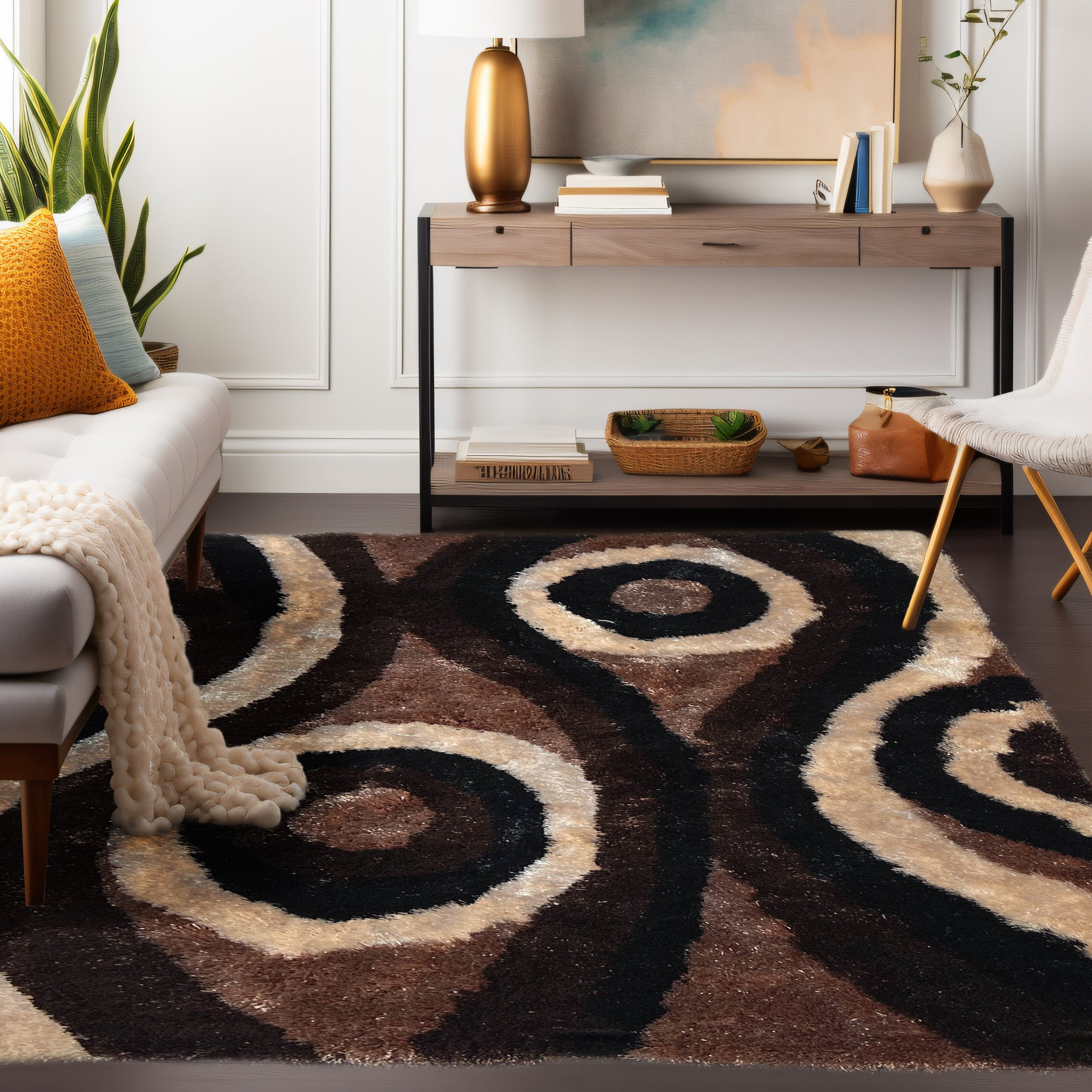 Optima Echo Brown Shag Area Rug