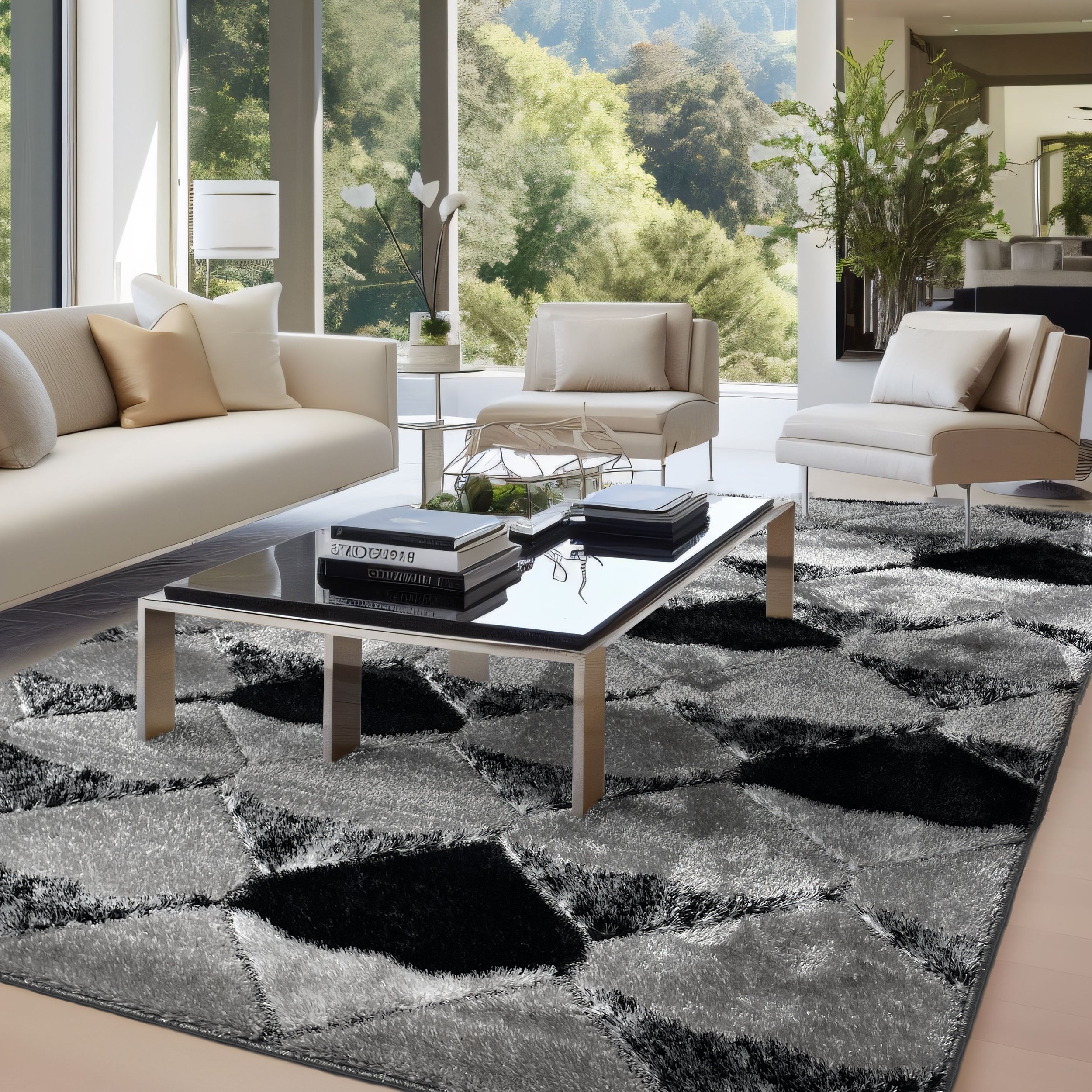 Platinum Gray Black Geometric Area Rug (PLA-GRABLA6102)