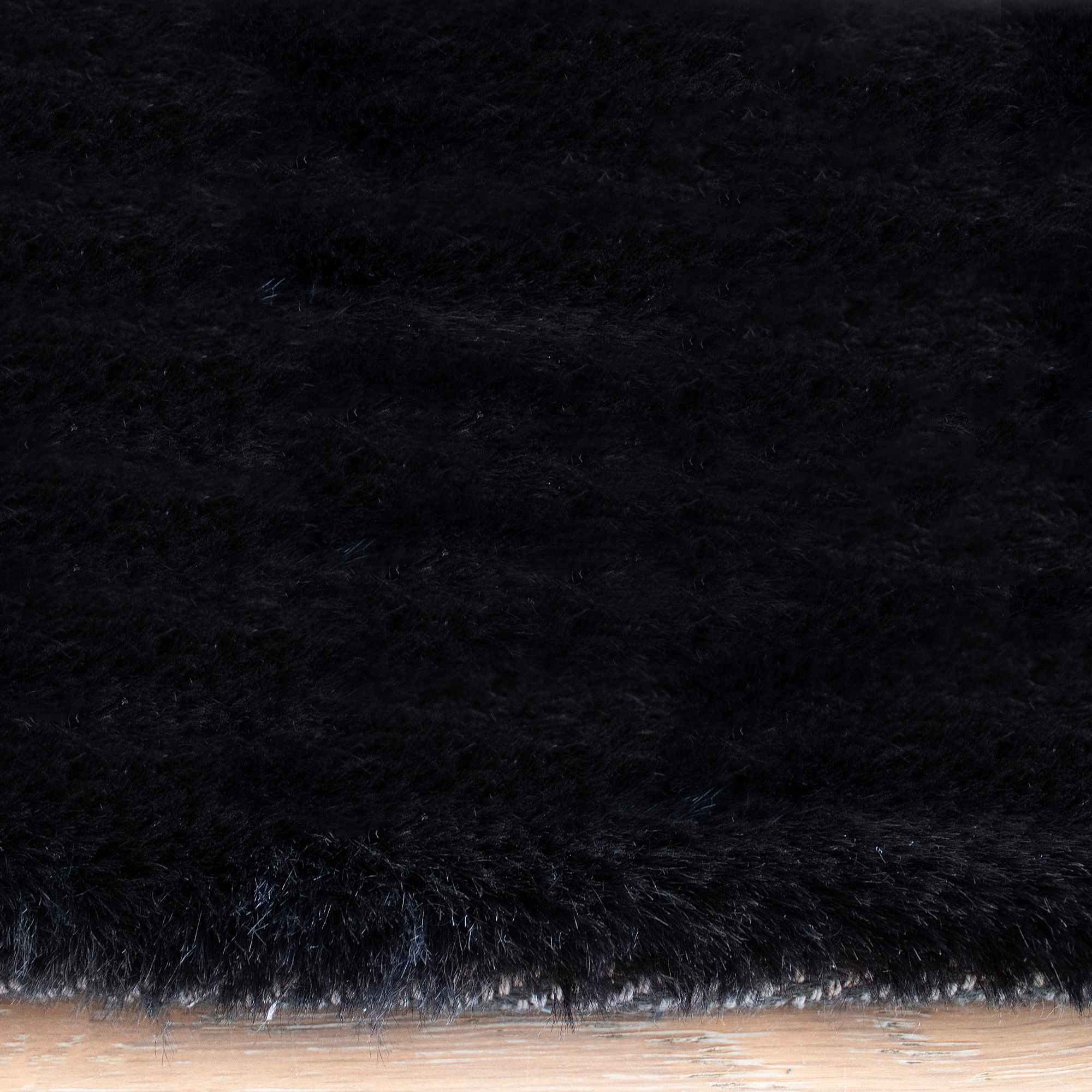 Rabbit Faux Fur Black Area Rug