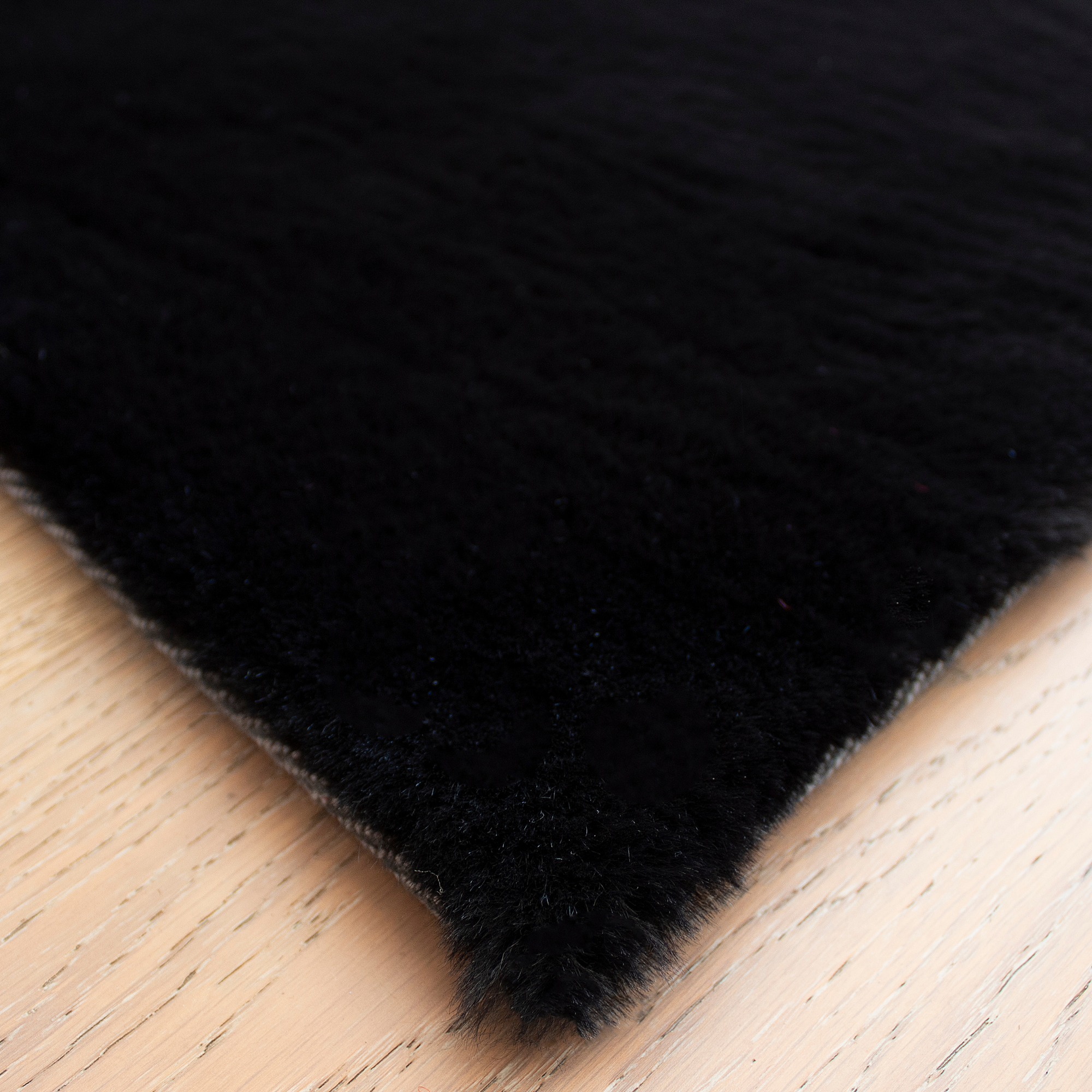 Rabbit Faux Fur Black Area Rug