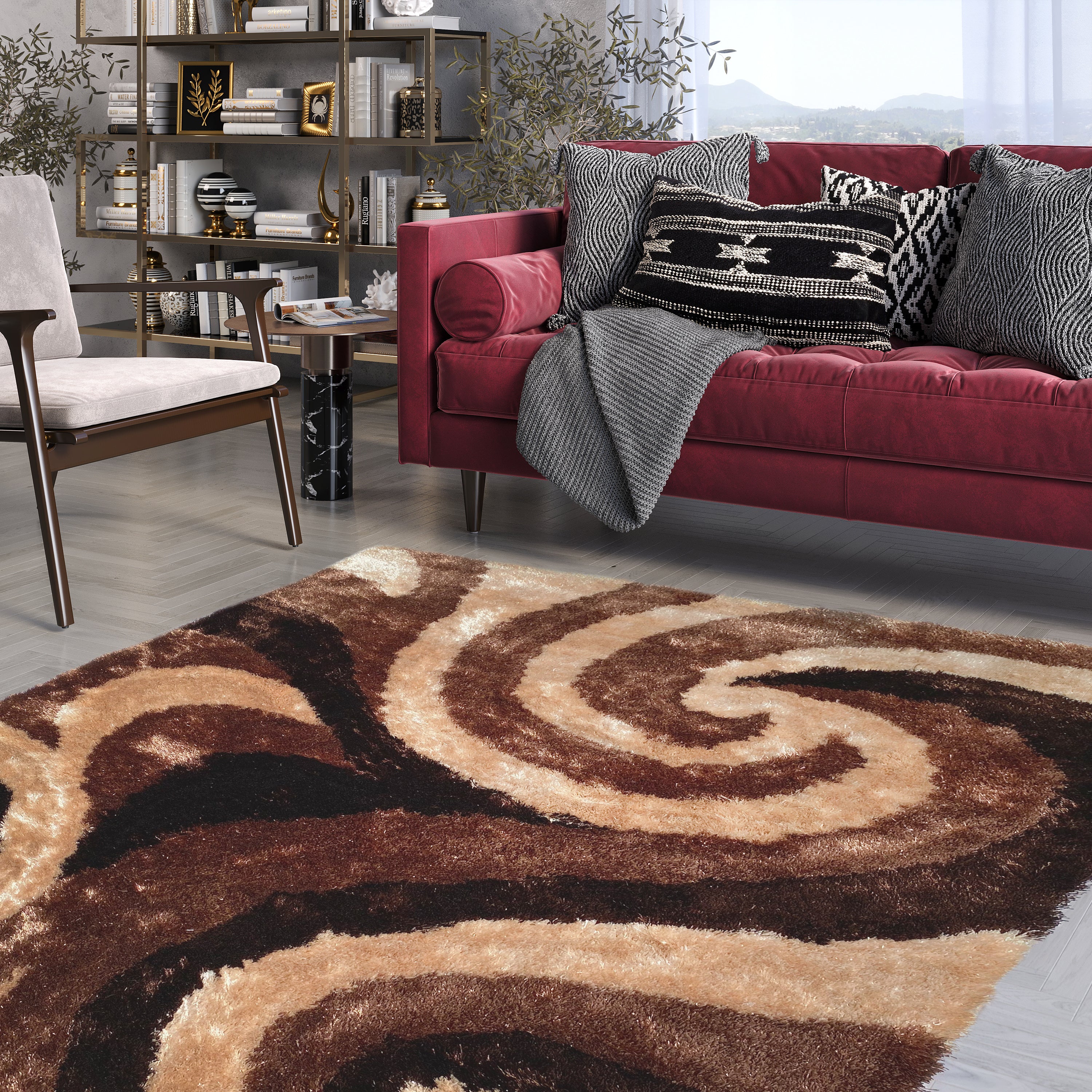 Optima Wild Side Brown And Beige Shag Area Rug