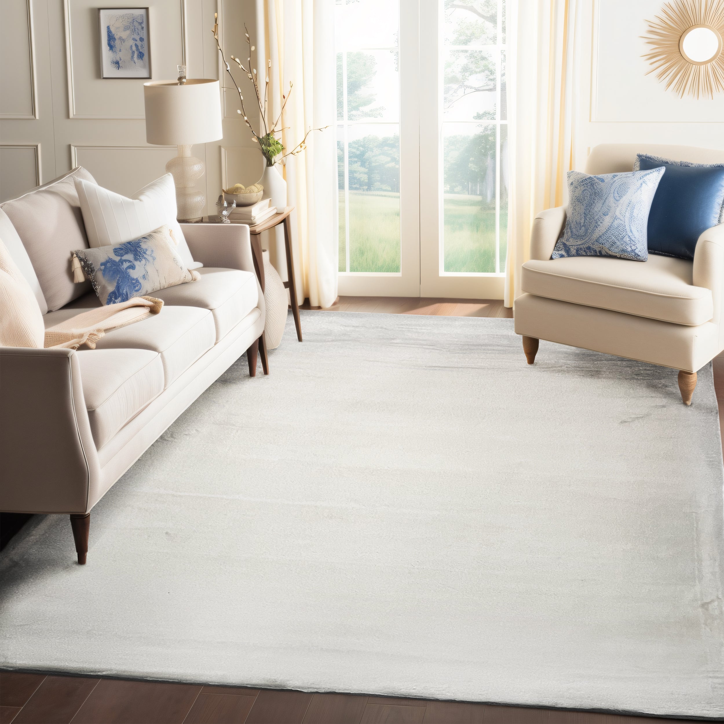 Rabbit White Faux Fur Plush Area Rug