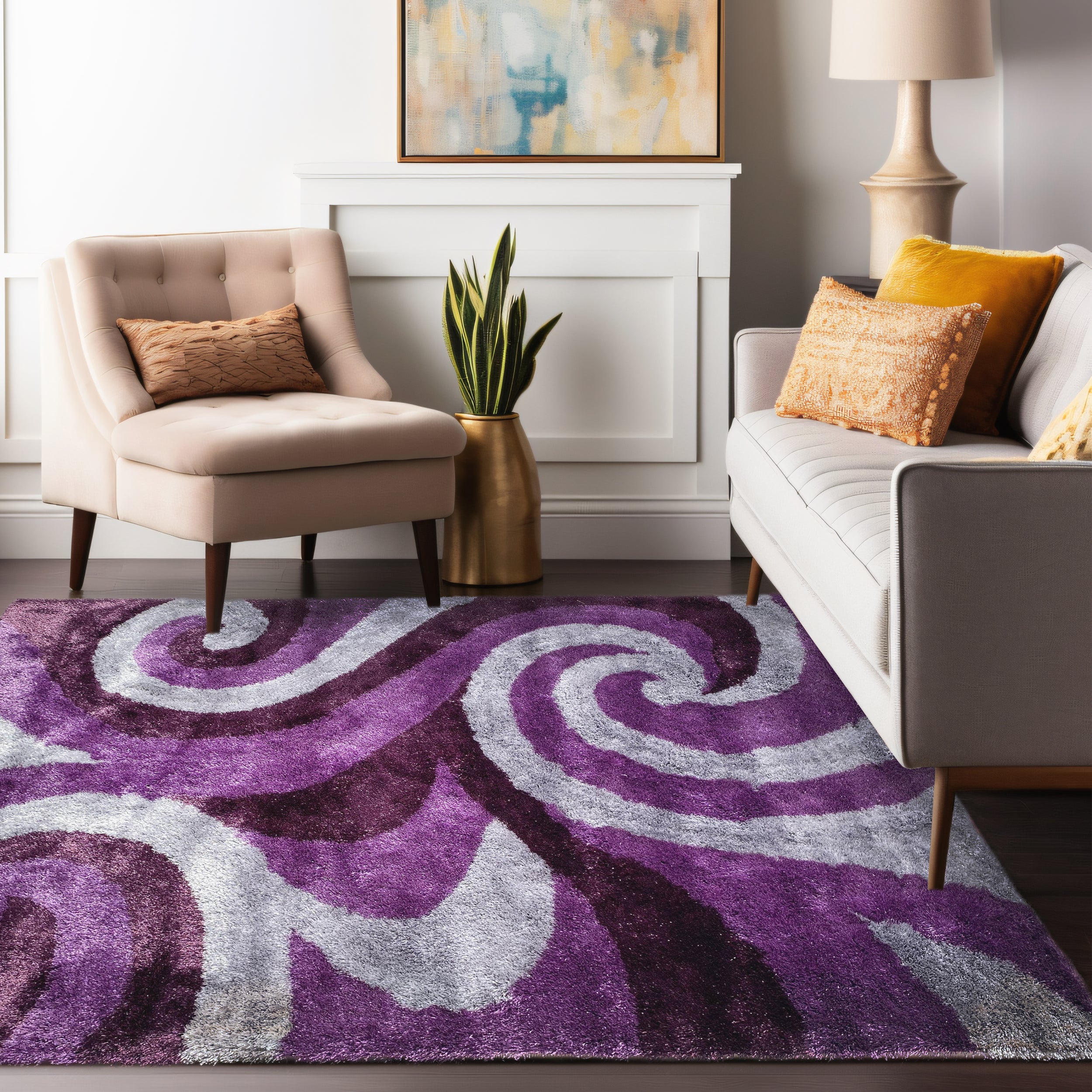 Optima Wild Side Purple Shag Area Rug