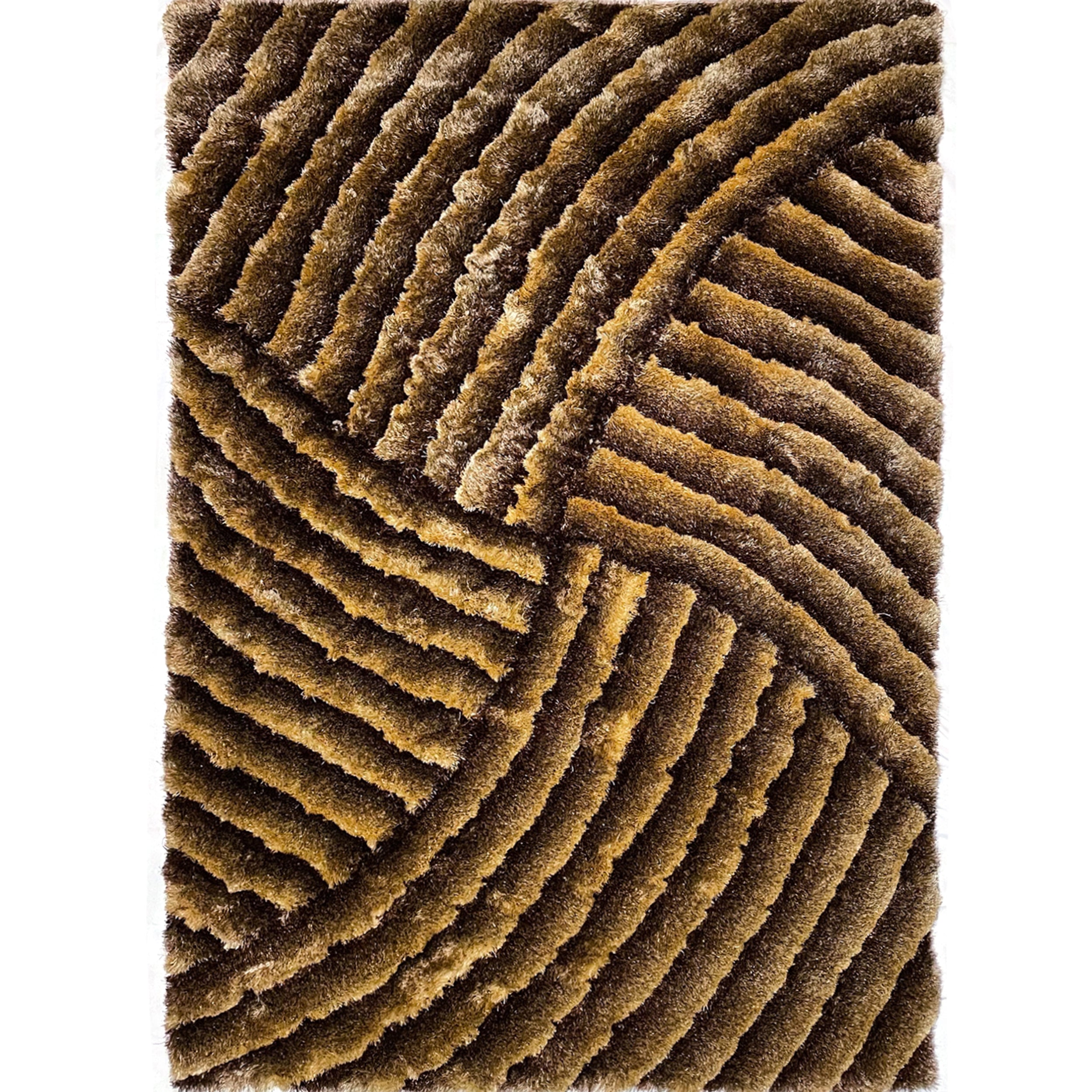 3D 259 Abstract Shaggy Modern Contemporary Area Rug Brown Laruglinens