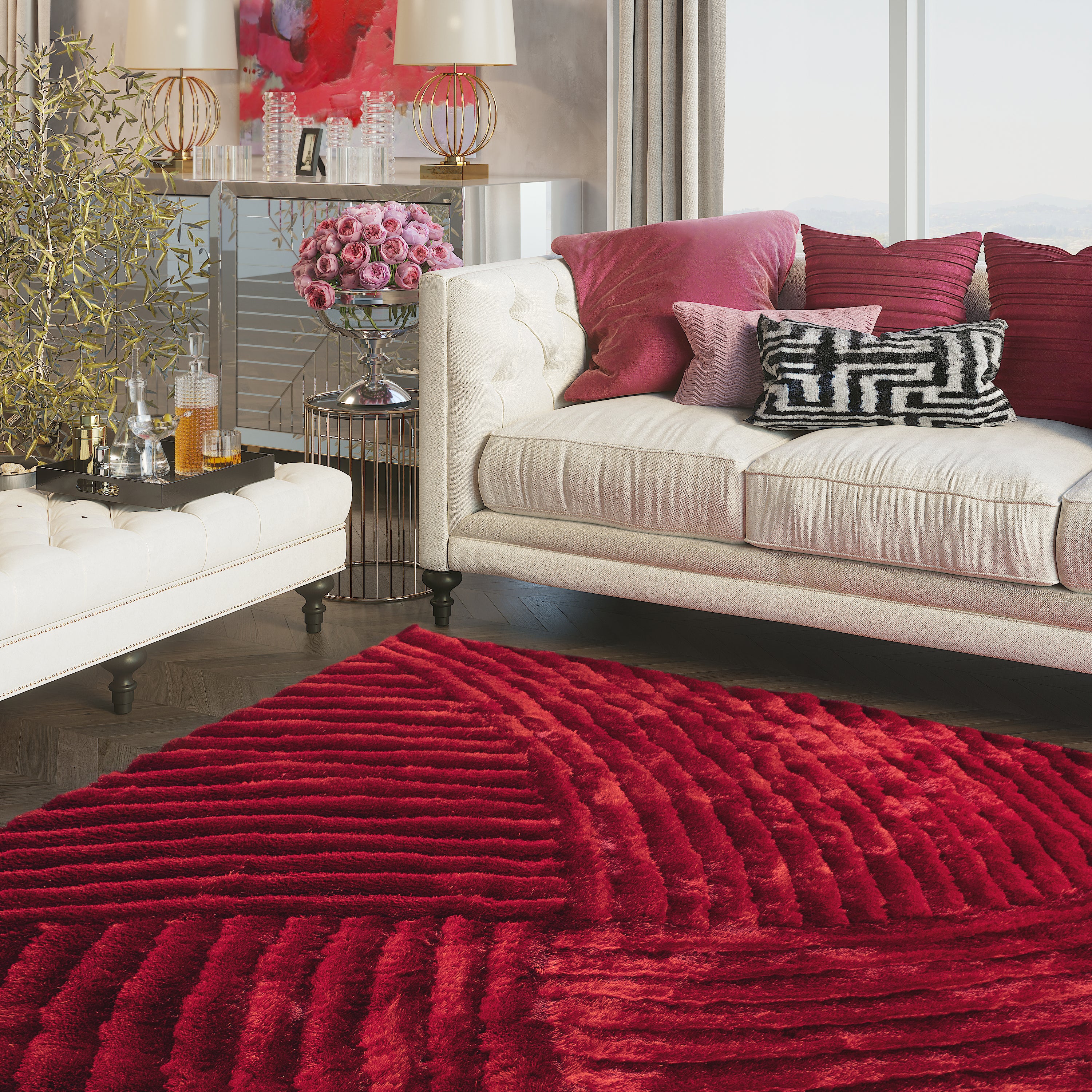 Sunrise Red Shag Area Rug