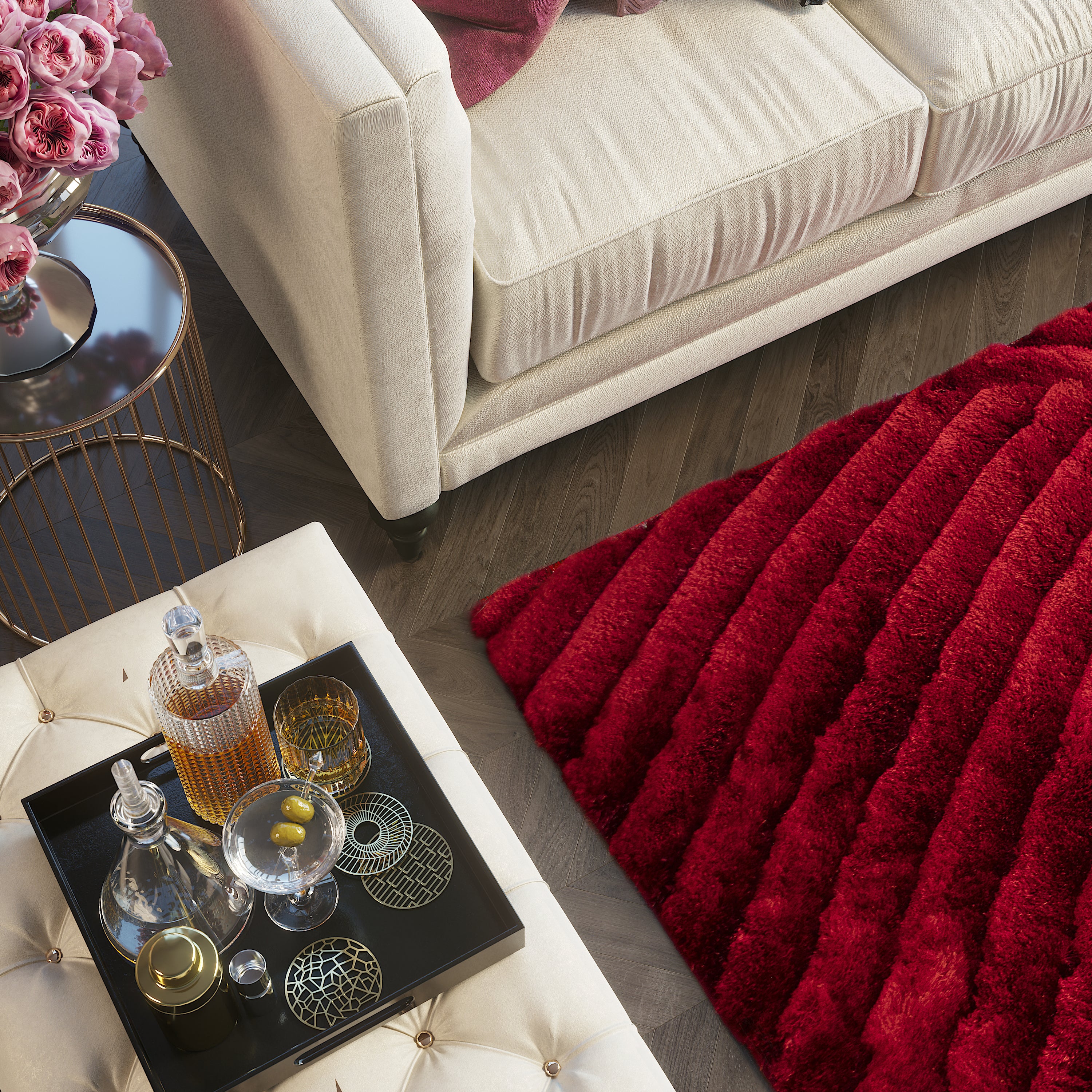 Sunrise Red Shag Area Rug