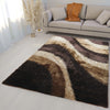 Signature 281 Abstract Shaggy Modern Contemporary Area Rug Brown