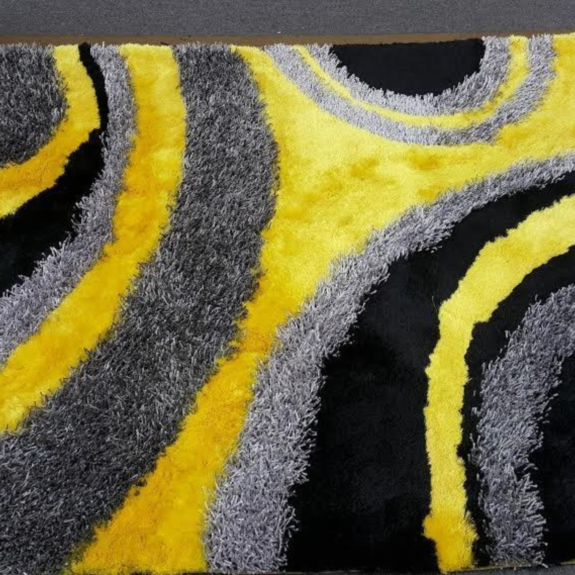 Signature 289 Abstract Shaggy Modern Contemporary Area Rug Yellow