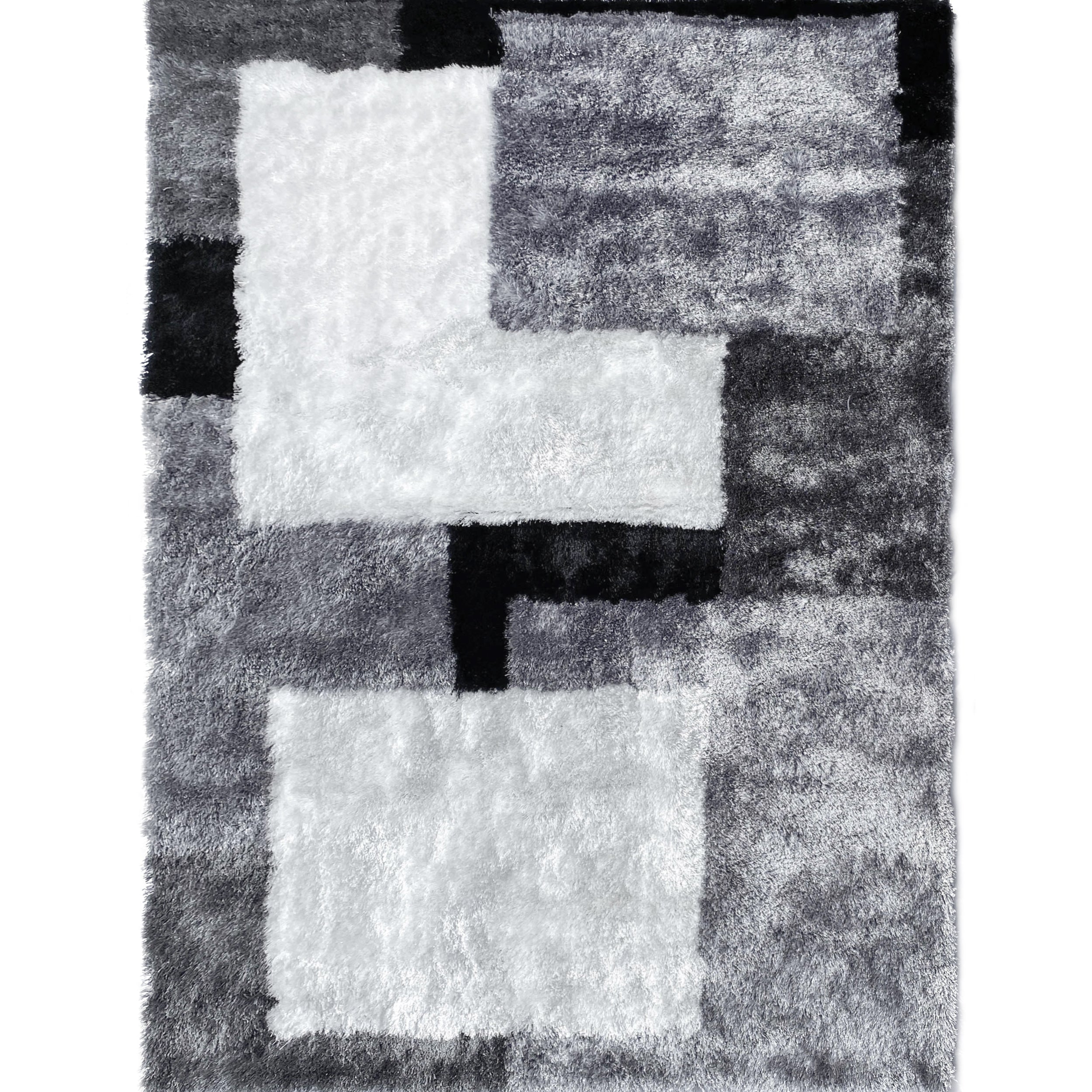 Optima White And Gray Shag Area Rug