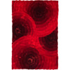 3D Circles Red Shag Area Rug