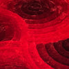 3D Circles Red Shag Area Rug