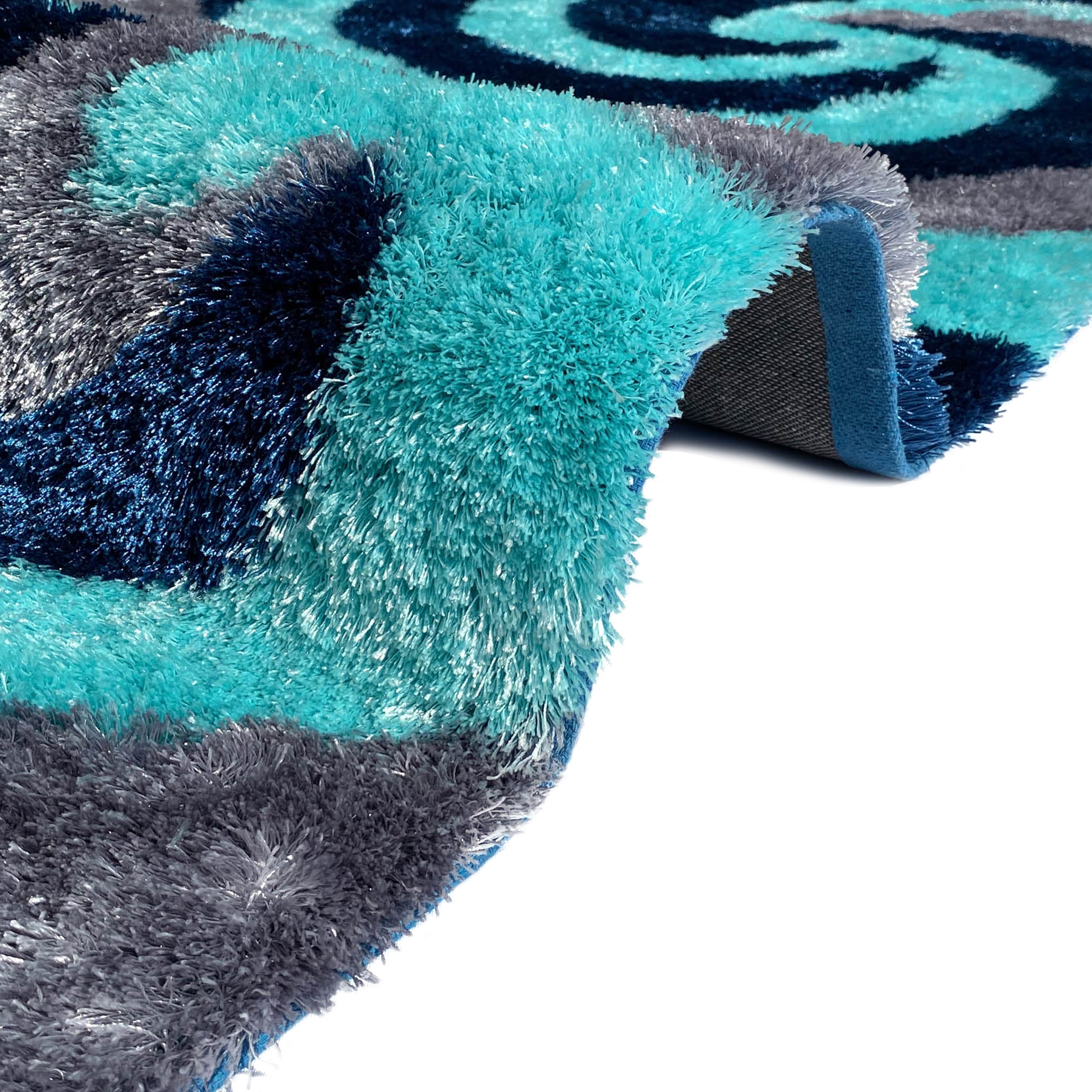 Optima Wild Side Turquoise Blue Shag Area Rug