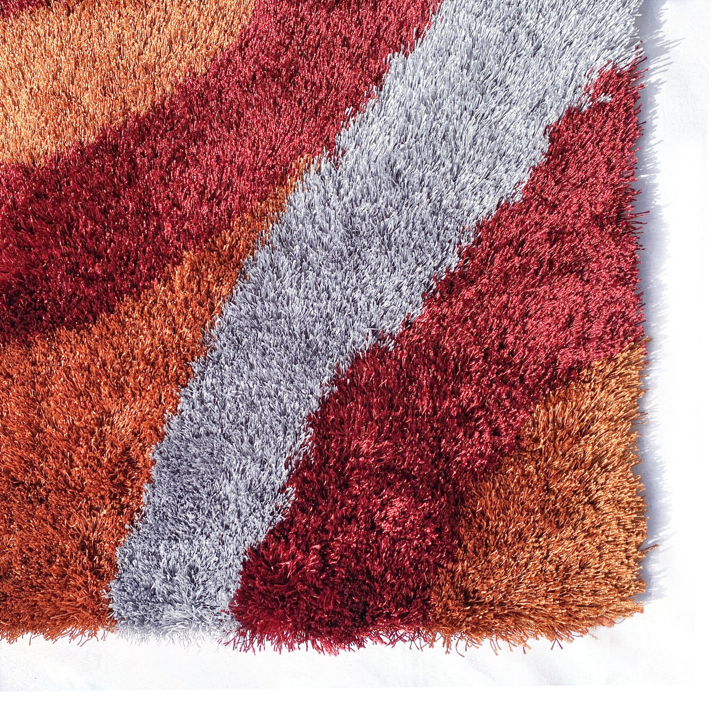 Optima Bel Air Orange And Red Shag Area Rug