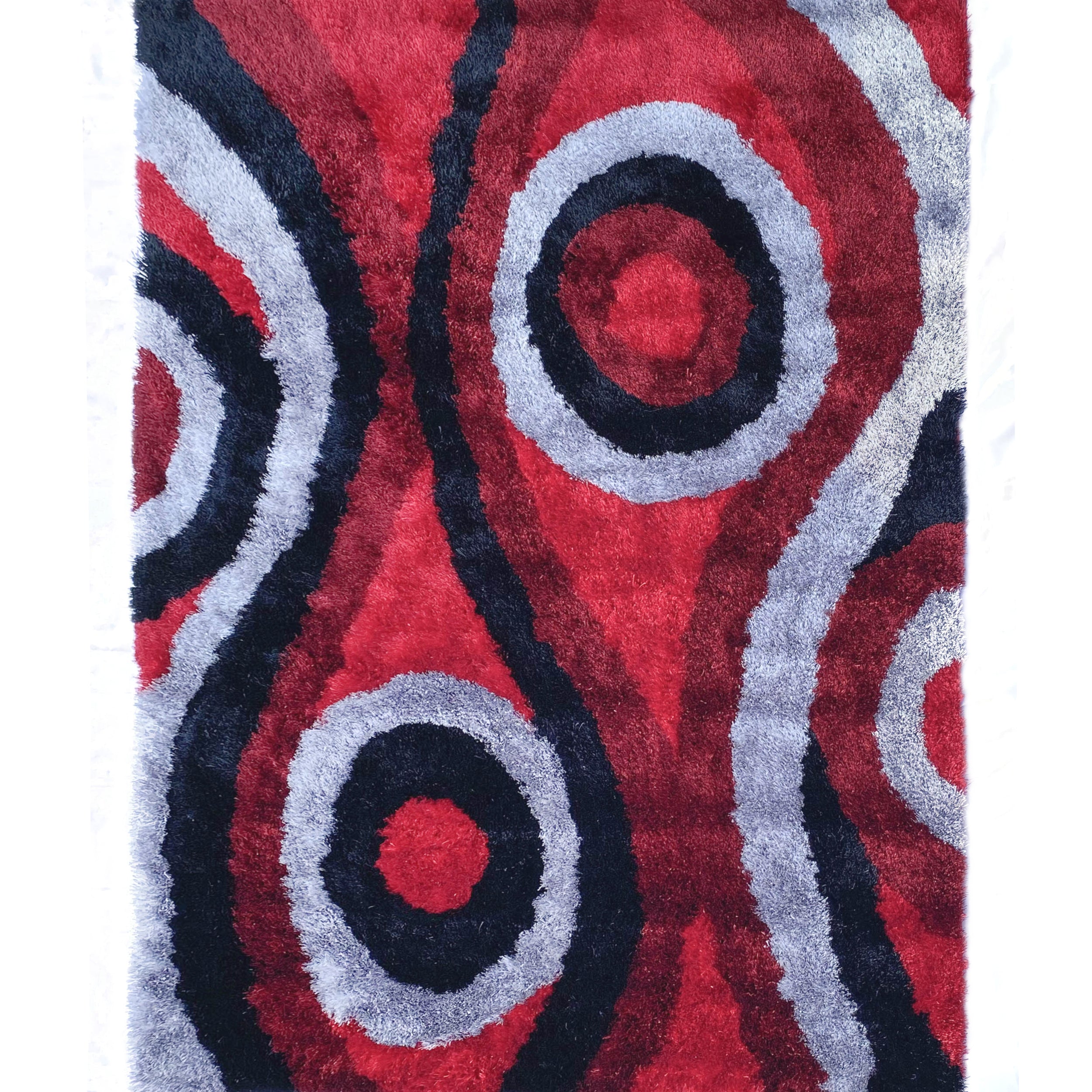 Optima Echo Red And Black Shag Area Rug