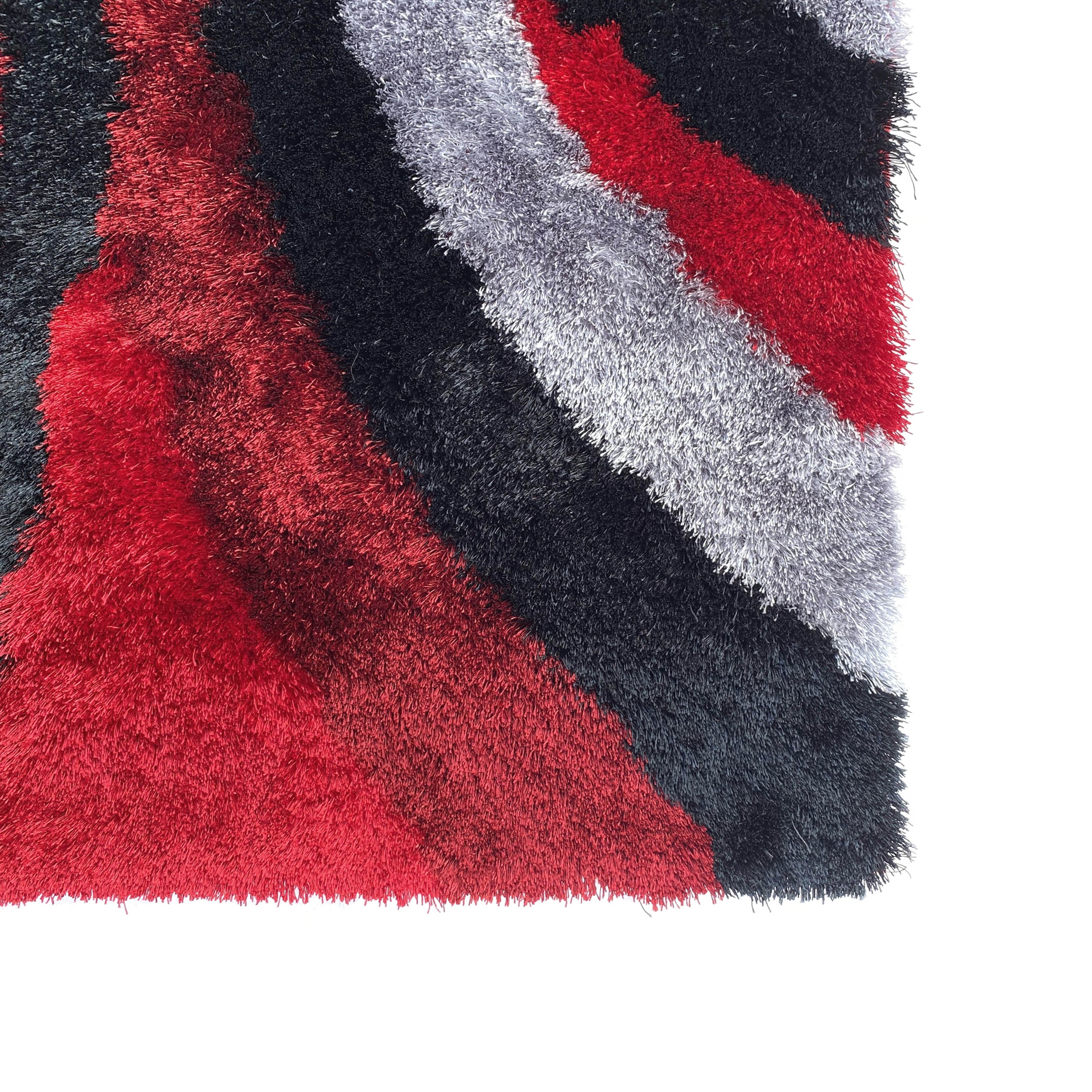 Optima Echo Red And Black Shag Area Rug