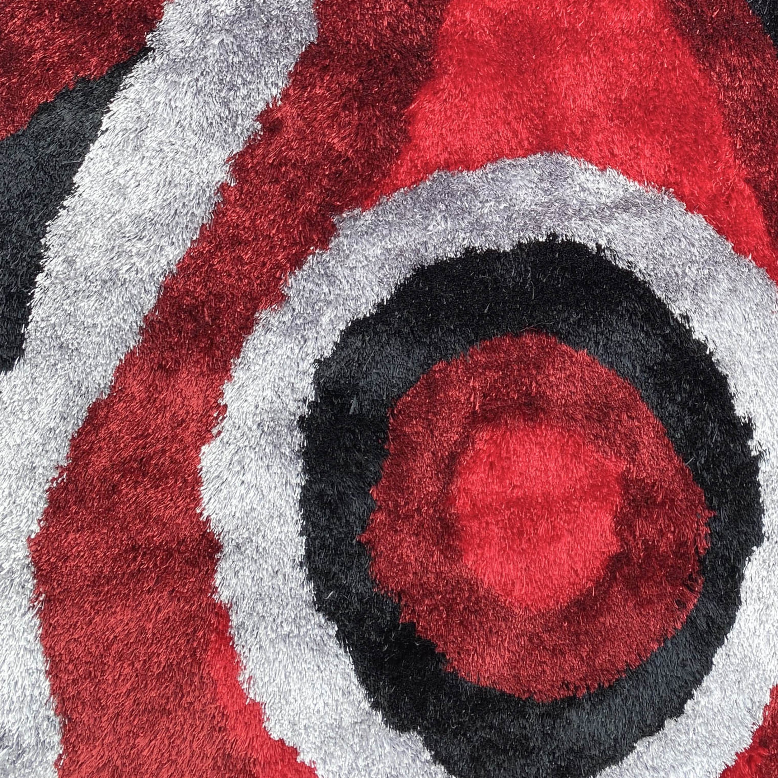 Optima Echo Red And Black Shag Area Rug