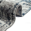 Iranian Cream Navy Blue Distressed Abstract Area Rug