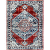 Persian Red Navy Blue Faded Medallion Area Rug