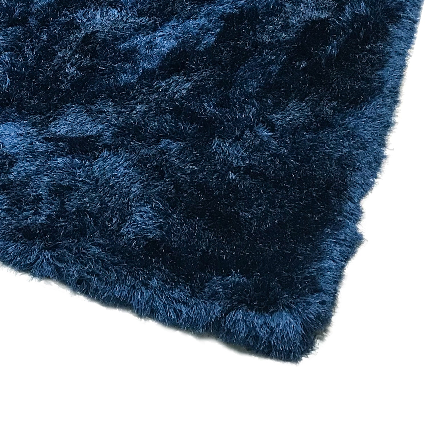 Glorious Navy Blue Solid Shag Area Rug