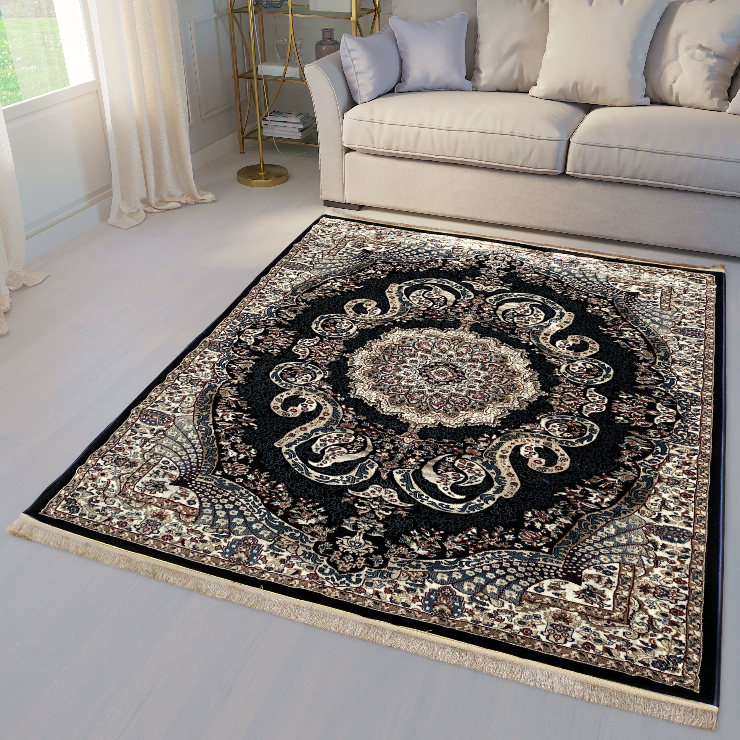 Traditional Black Vintage Area Rug