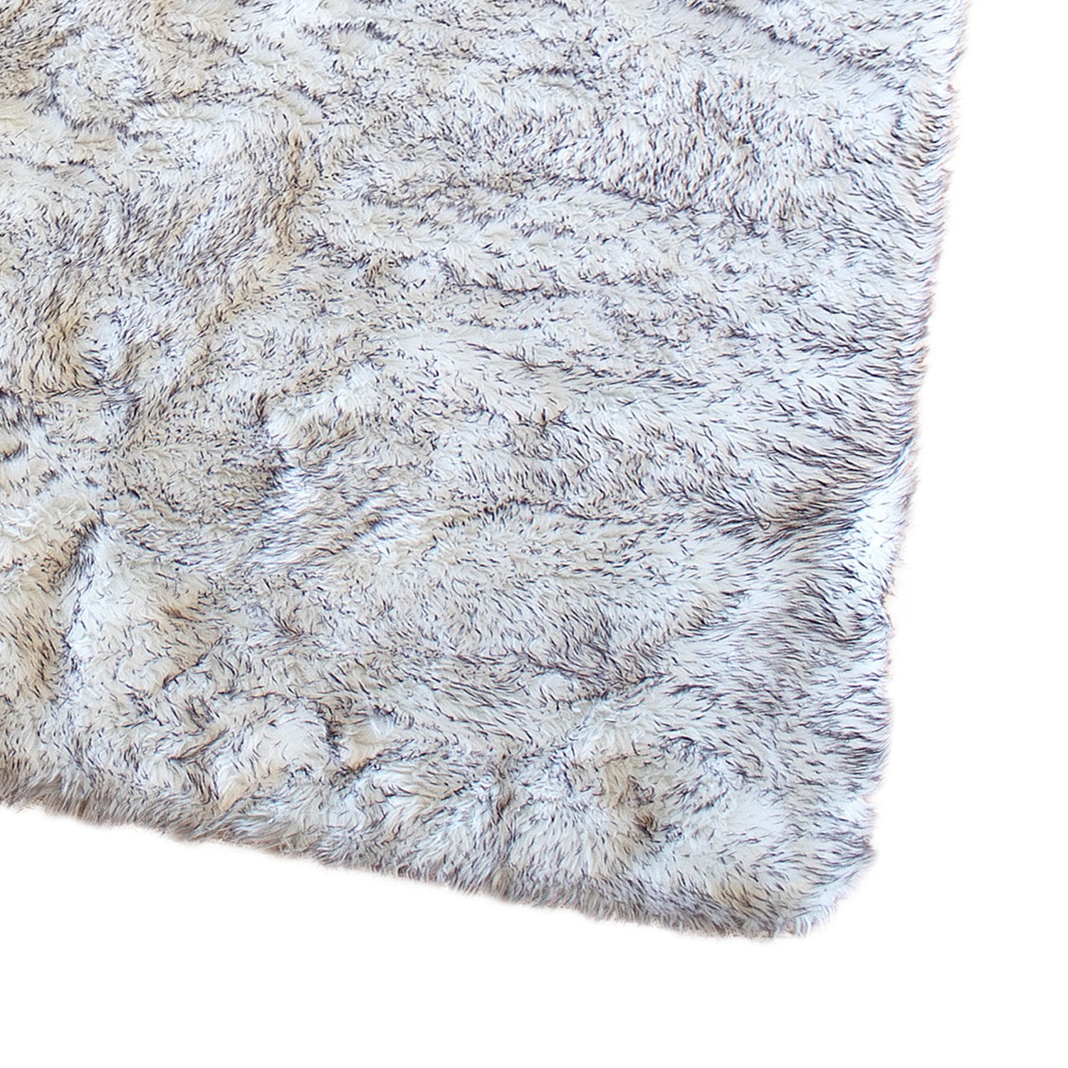 Sheepskin Black And White Faux Fur Shag Area Rug