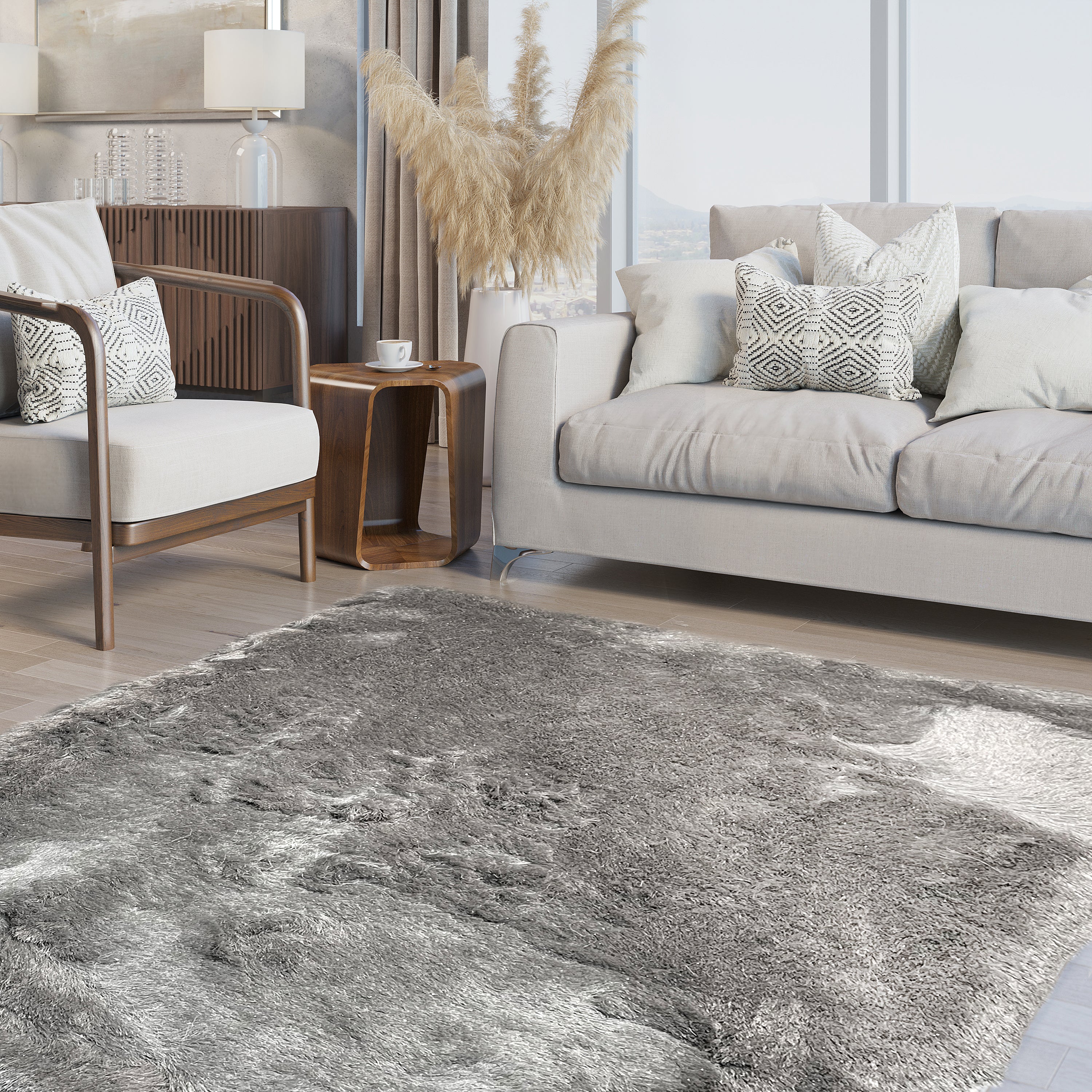 Harmony Light Gray Sparkling Shag Area Rug