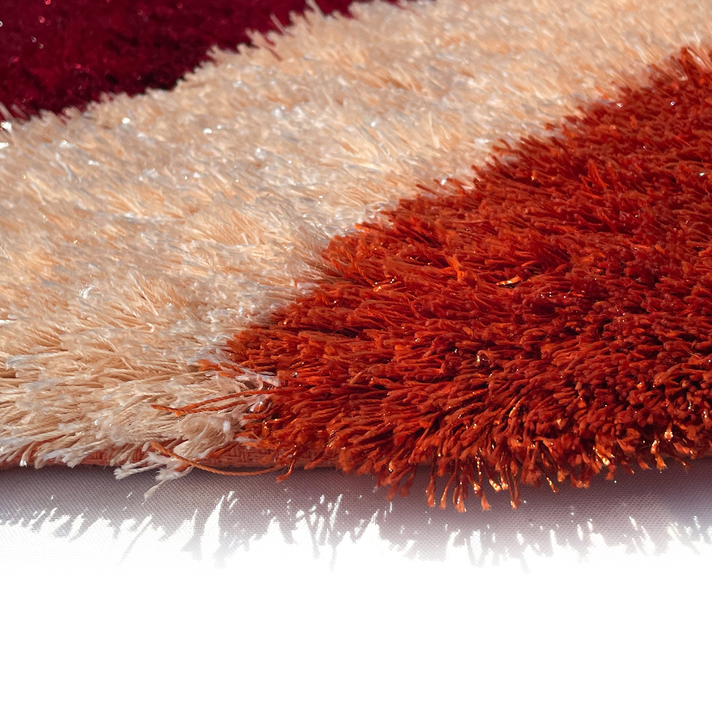 LA Rug Linens Orange Burgundy Area Rug - Modern Contemporary Abstract Shag Carpet