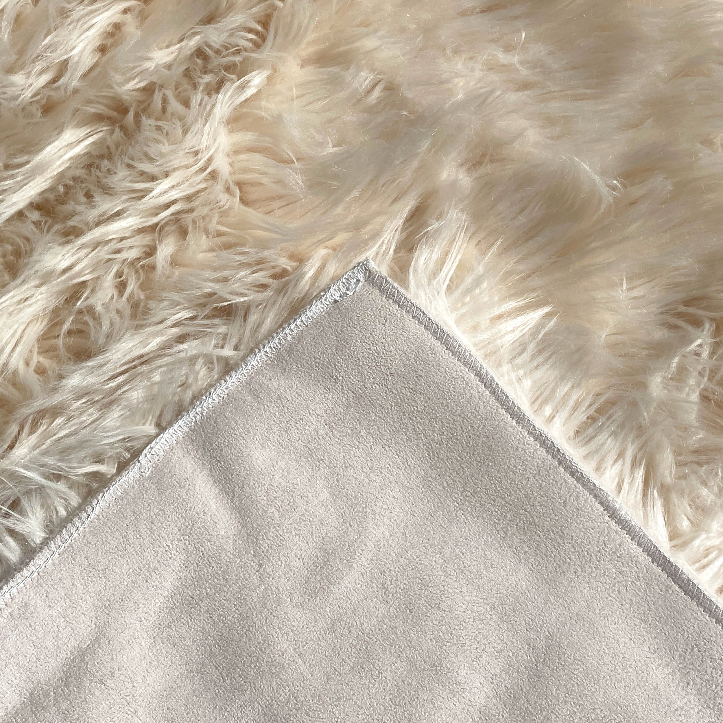 Sheepskin Beige Faux Fur Shag Area Rug