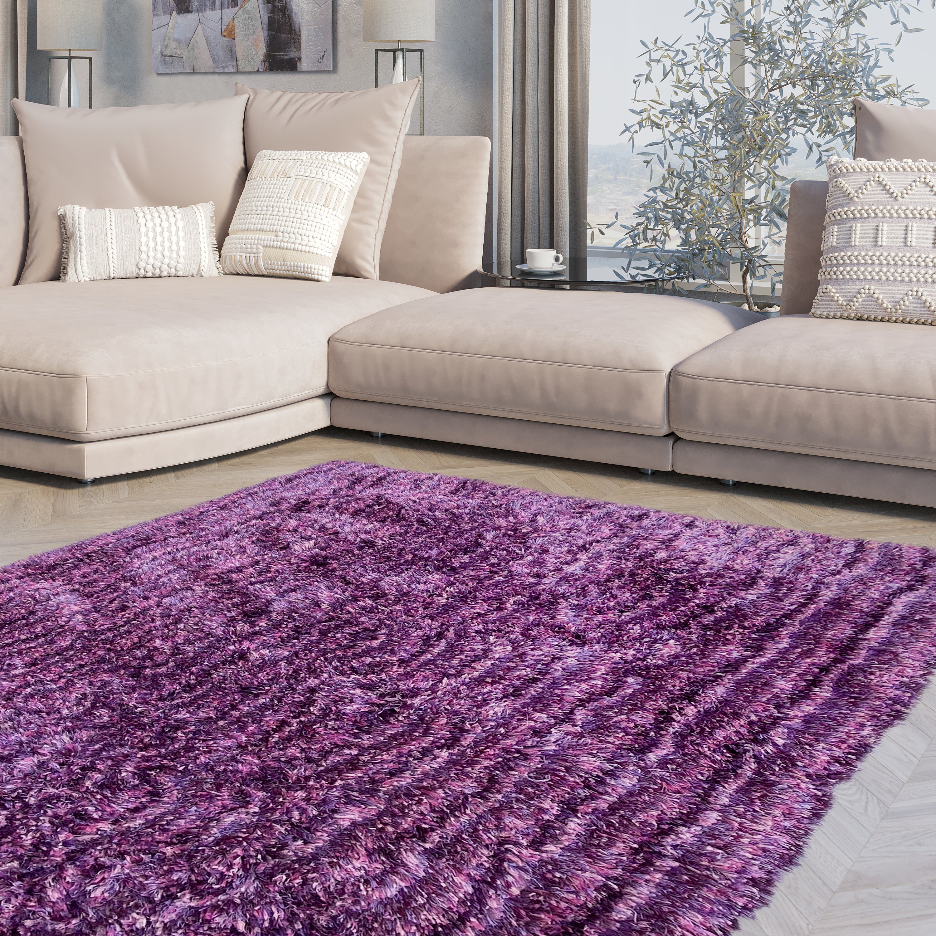 Bangkok Purple Shag Area Rug